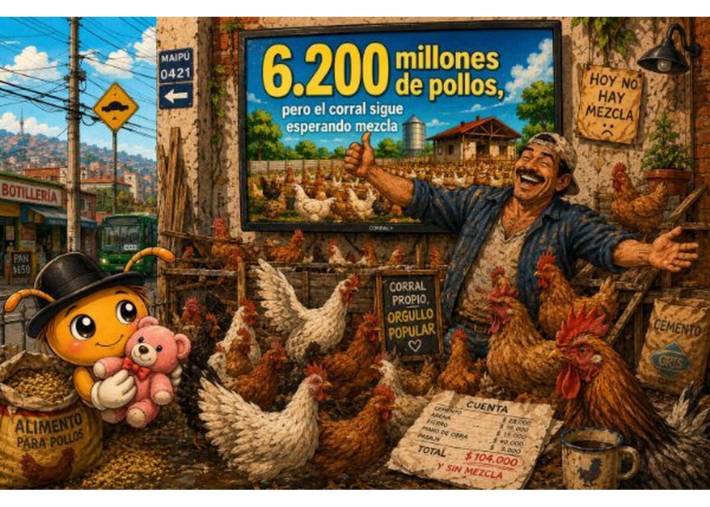 Esta es la historia de un granjero de un pueblo que decía no tener pollos y comenzó a trabajar para cuidar a los pocos pollos que le quedaban , pero el pueblo no contaba que el due